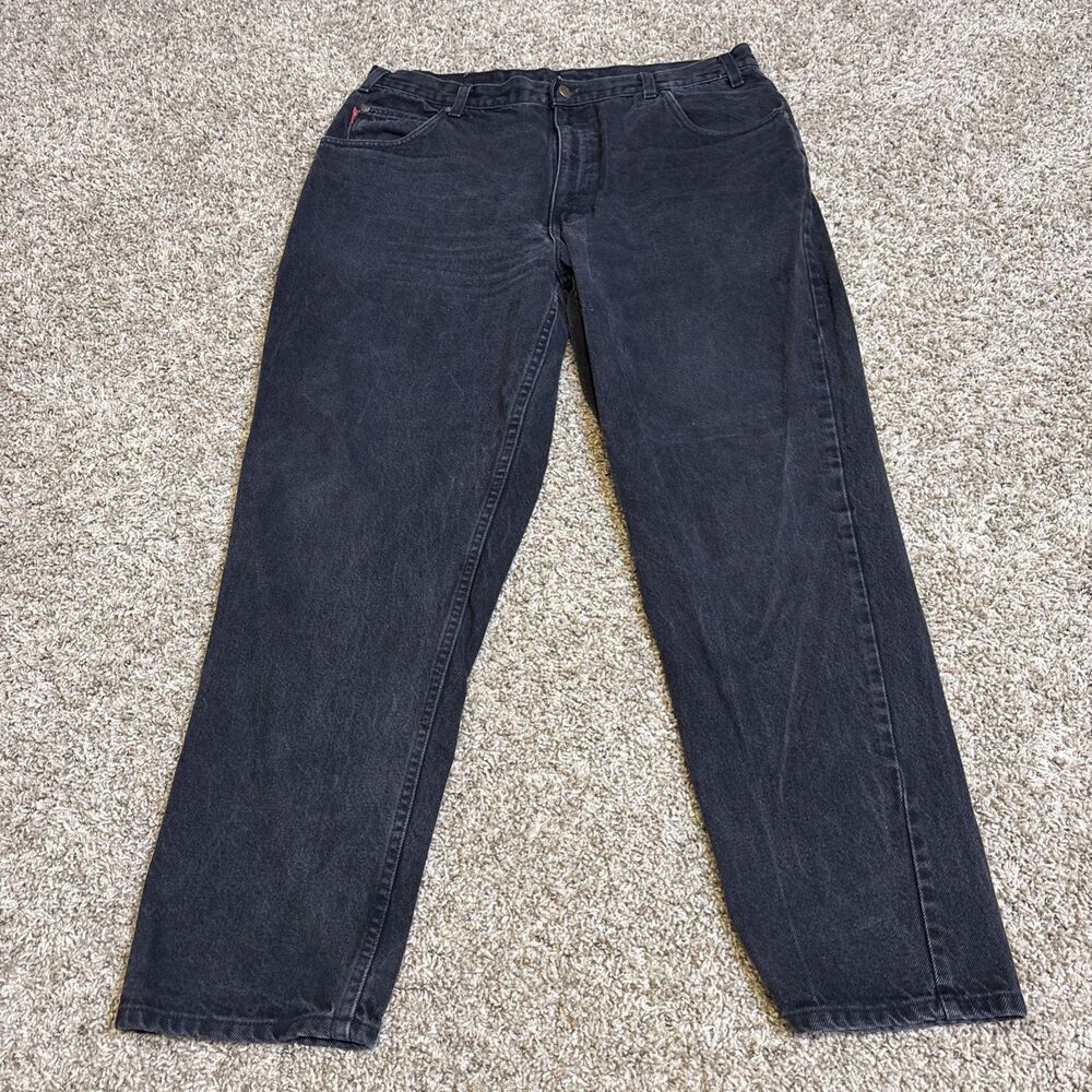 Vintage Bugle Boy Jeans Mens 38x30 Black Straight Leg Denim 90s Made In USA